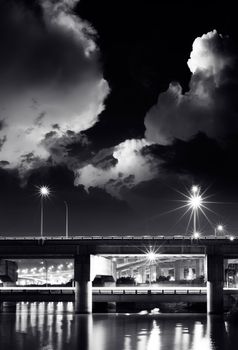 Bridge of night under the dramatic sky.