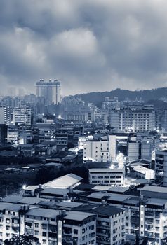 Apartments in the morning with bad weather.