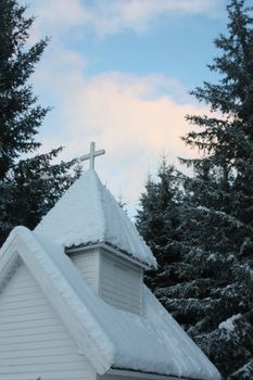 An old chapel on a graveyard at the island Bømlo in Norway