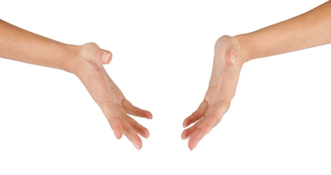 skip sign with his hand on a white background