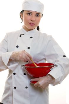 Chef holding kitchen utensils