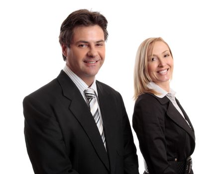 Male and female business people