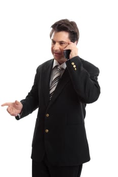 Businessman having conversation  on the mobile phone.