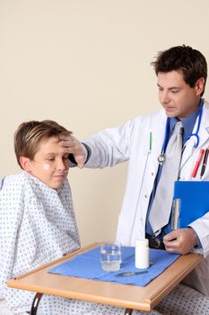 Doctor checks up on a young patient