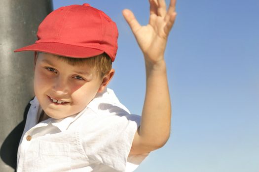 Child playing and having fun  - motion blur to arm 