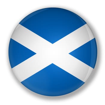 Illustration of a badge with flag of scotland with shadow