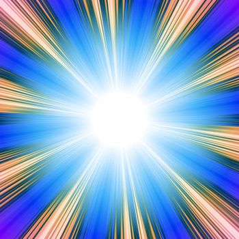 A bright solar vortex illustration in a blue tone.