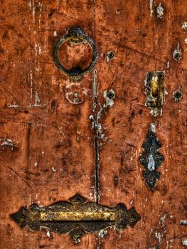 Detailed HDR image showing texture and detail of an old medieval door