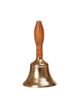 Vertical view of handbell isolated against white
