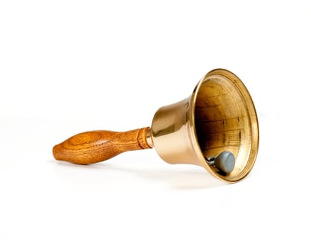 Side view of handbell isolated against white