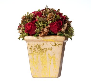 Isolated decoration with roses and gold elements for Christmas centerpiece