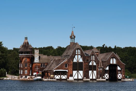 boat house at famous old Boldt castle at 1000 islands
