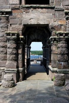 old stone arched doorway and passageway