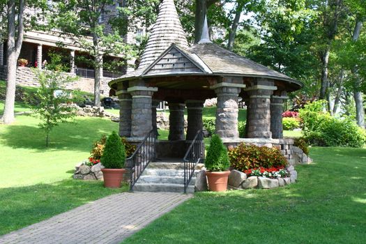 stone garden gazebo at boldt castle