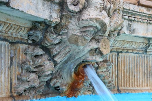 waterfall from old fountain detail