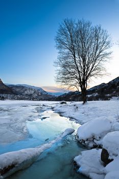 Winter landscape in norway in desember.