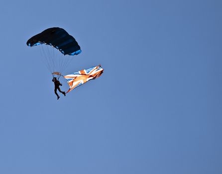 LUQA, MALTA - SEP 26 - Tigers FreeFall Parachute Team during the Malta International Airshow 26th September 2009