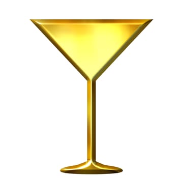 3d golden cocktail isolated in white