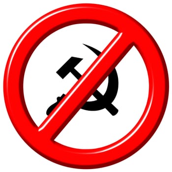 Anti communism 3d sign isolated in white