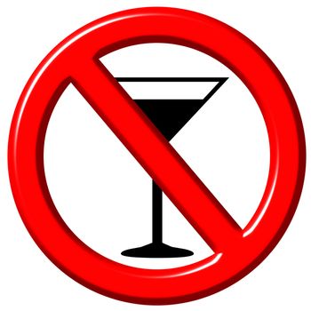 No alcohol 3d sign isolated in white