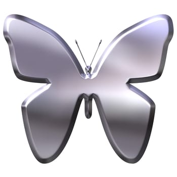 3d silver butterfly isolated in white