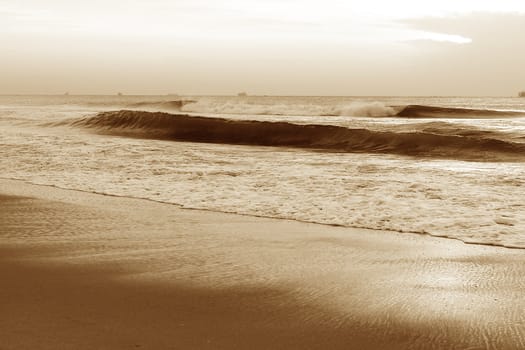 Waves crashing the shores on an early morning