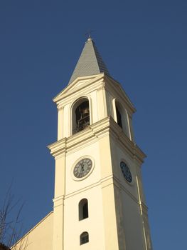 Steple of the Church of St Peter in Chains ( San Pietro in Vincoli ) in Settimo Torinese, Italy