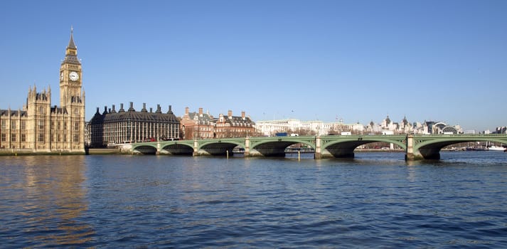 Westminster bridge panorama view in London, UK