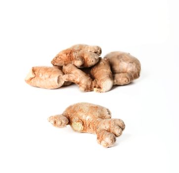 Raw ginger isolated on a pure white background