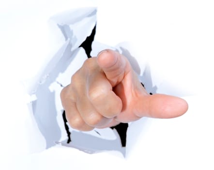 Hand pointing touching or pressing 