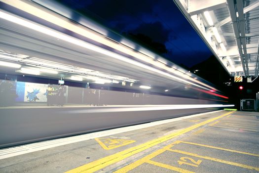 traffic tram at night