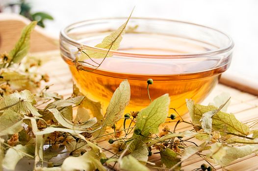 Cup of tea from dry lime-tree flowers