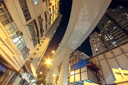 Higher traffic bridge in downtown, hongkong hill road