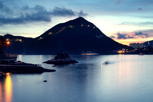 Sunrise over Lake in hongkong