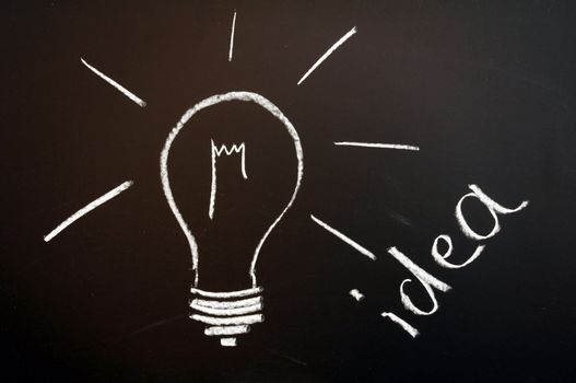 bulb on chalkboard showing idea creativity and innovation