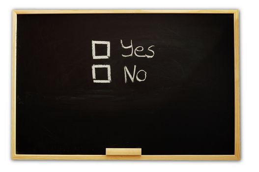 choose yes or no written on a chalkboard