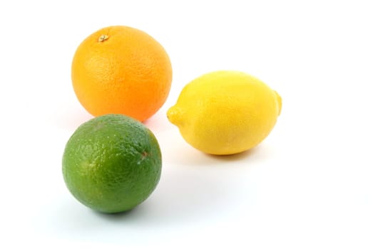fresh lemon , orange , and citron fruits isolated on a white background