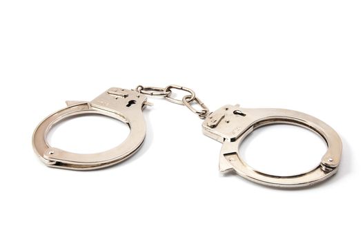 police handcuffs isolated on a white background