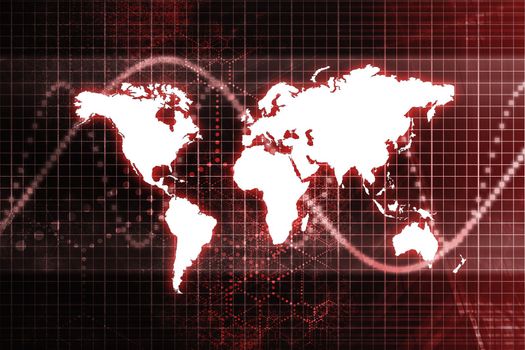 Red Global Business Economy Abstract With Graph Background