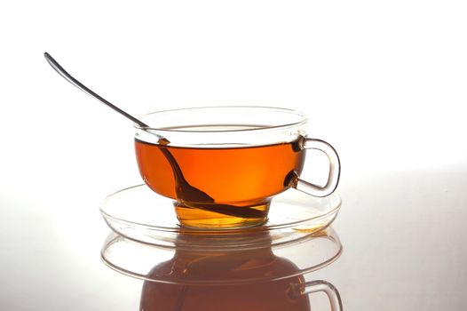 cup of tea with reflection and copyspace