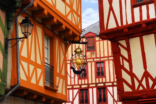 Colorful medieval houses in Vannes, Brittany, France