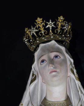 Medieval iconic statue of the Holy Virgin Mary in one of Malta's churches.