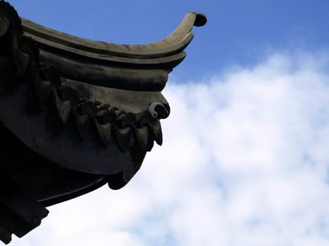 Details of an authentic Asian sculptured pagoda    