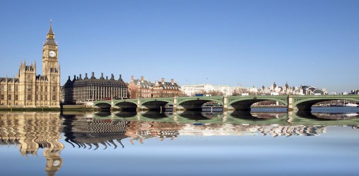 Westminster bridge panorama view in London, UK