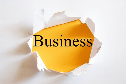 business concept with hole in white paper