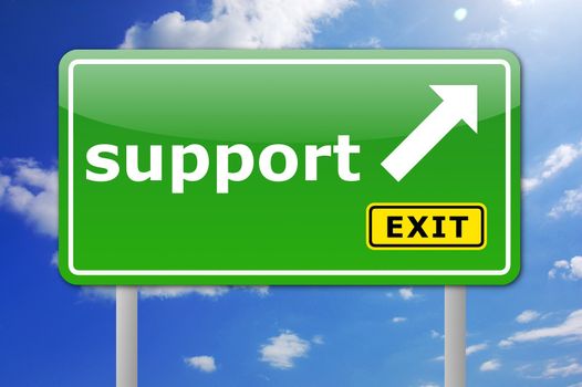 business support concept with road sign illustration