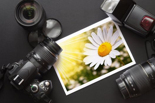 photography equipment like dslr camera and image