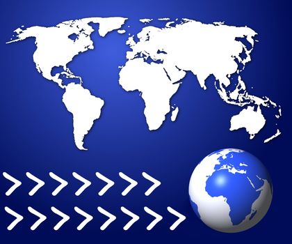 global technology concept with world map and copyspace