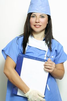 Doctor or Nurse holding her folder
