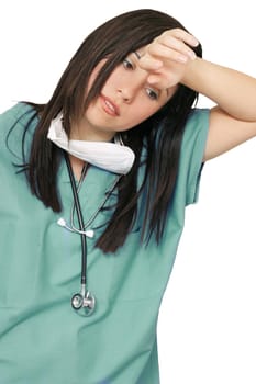 Weary, sick, tired, overworked medical staff.
